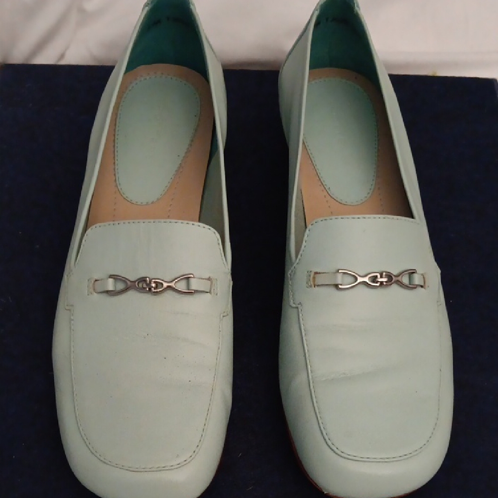 Trotters Light Blue Loafers with Silver Accent